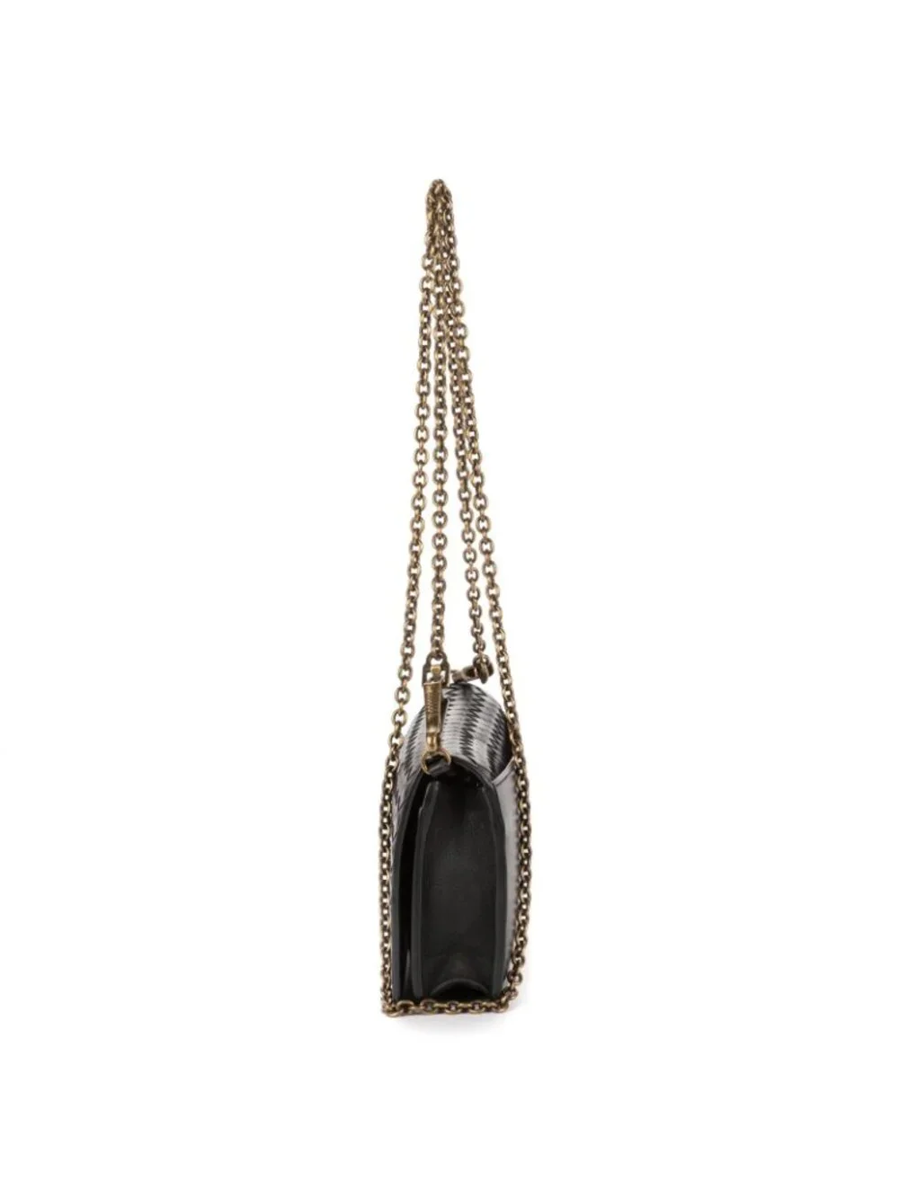Bottega Venetawallet on Chain Crossbody Black Intrecciato Calfskin Leathera